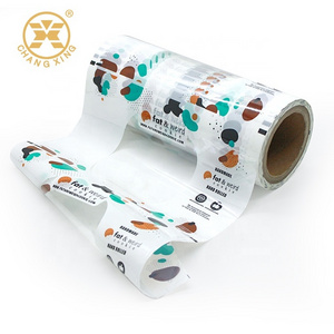 Customized printed matte plastic aluminum foil pet/al/pe roll film for cookie snack food packing with window