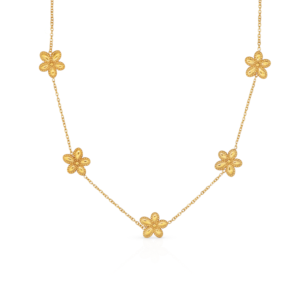 Chris April gold plated 316L Stainless steel flower charms delicate chain necklace