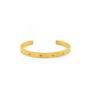 Chris April fashion design 316L stainless steel simple PVD gold plated personalized Modern Streamer ten octagon open bracelet