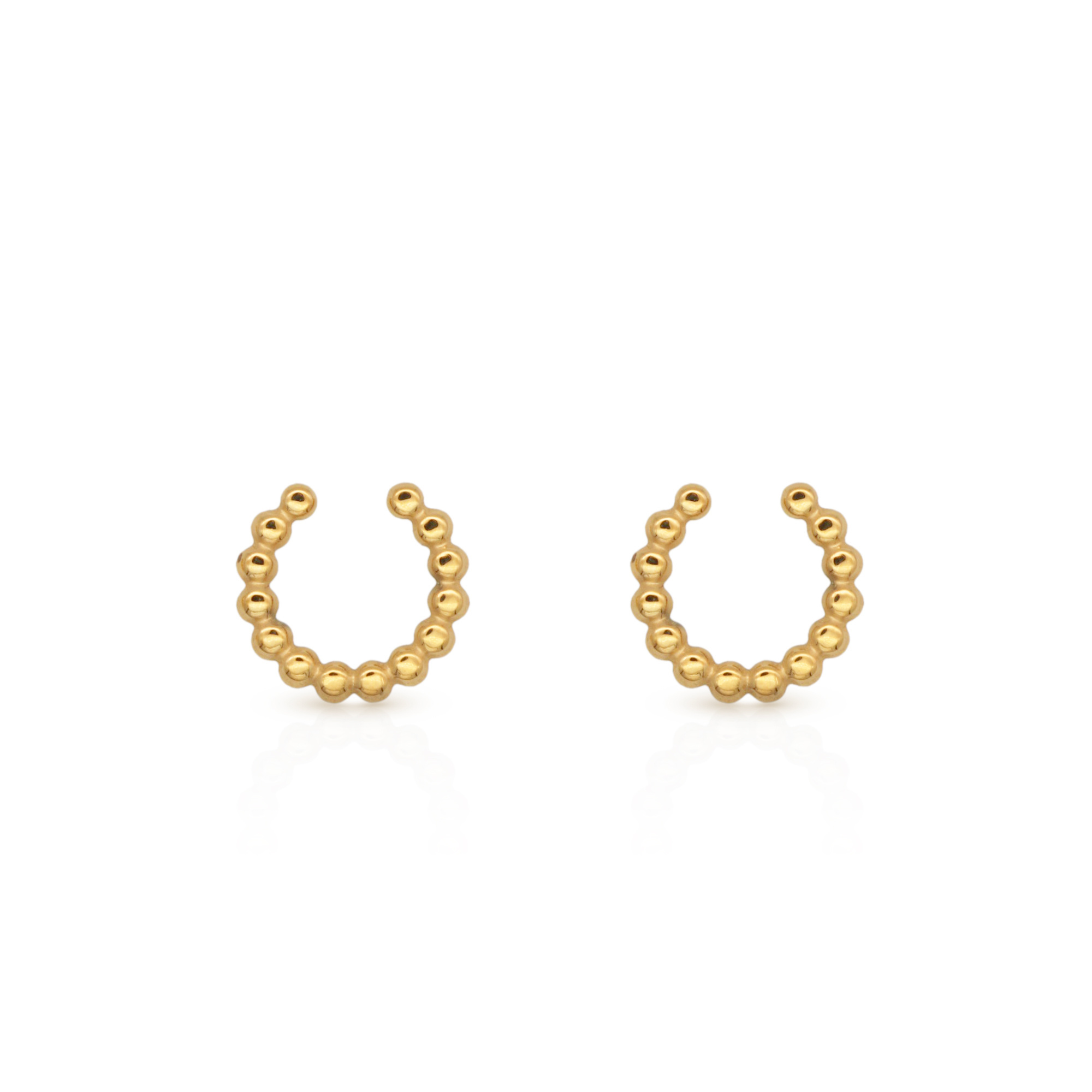 Chris April in stock PVD gold plated 316L stainless steel  beads ear clips simple ear cuff for women