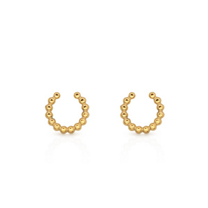 Chris April in stock PVD gold plated 316L stainless steel  beads ear clips simple ear cuff for women