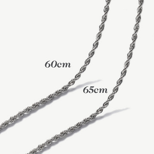 Chris April 316L stainless steel PVD silver plated rope chain necklace