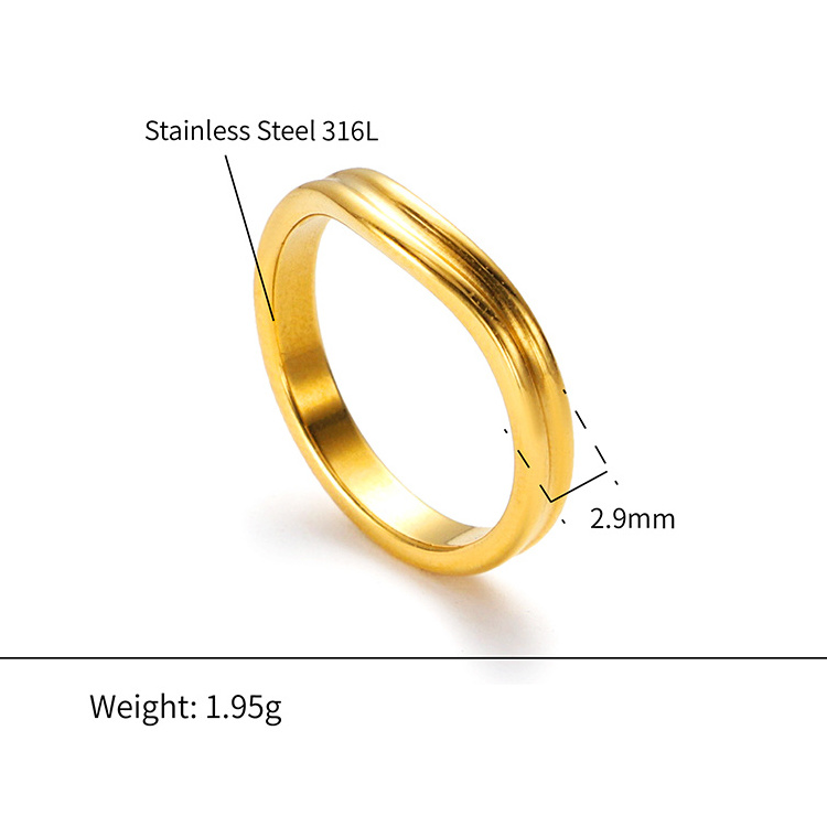 Chris April 316L stainless steel PVD gold plating organic shape layers knuckle ring