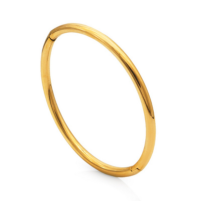 Chris April 316L stainless steel PVD gold plated cuff bracelet women glossy finish open bangle