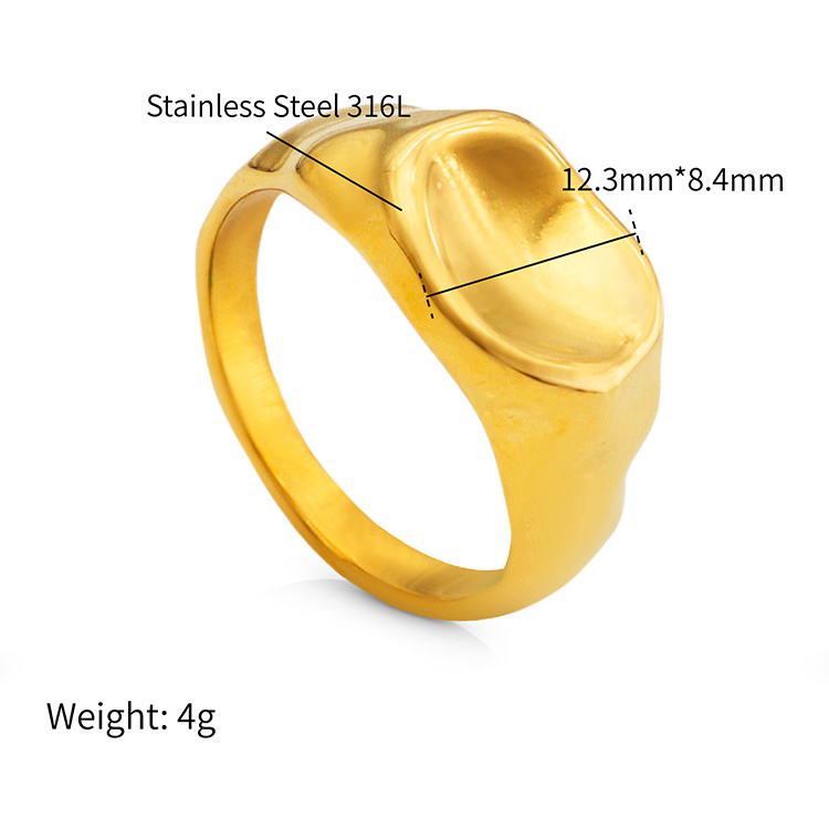 Chris April 316L stainless steel plated 18K gold bumpy chunky organic mens signet ring