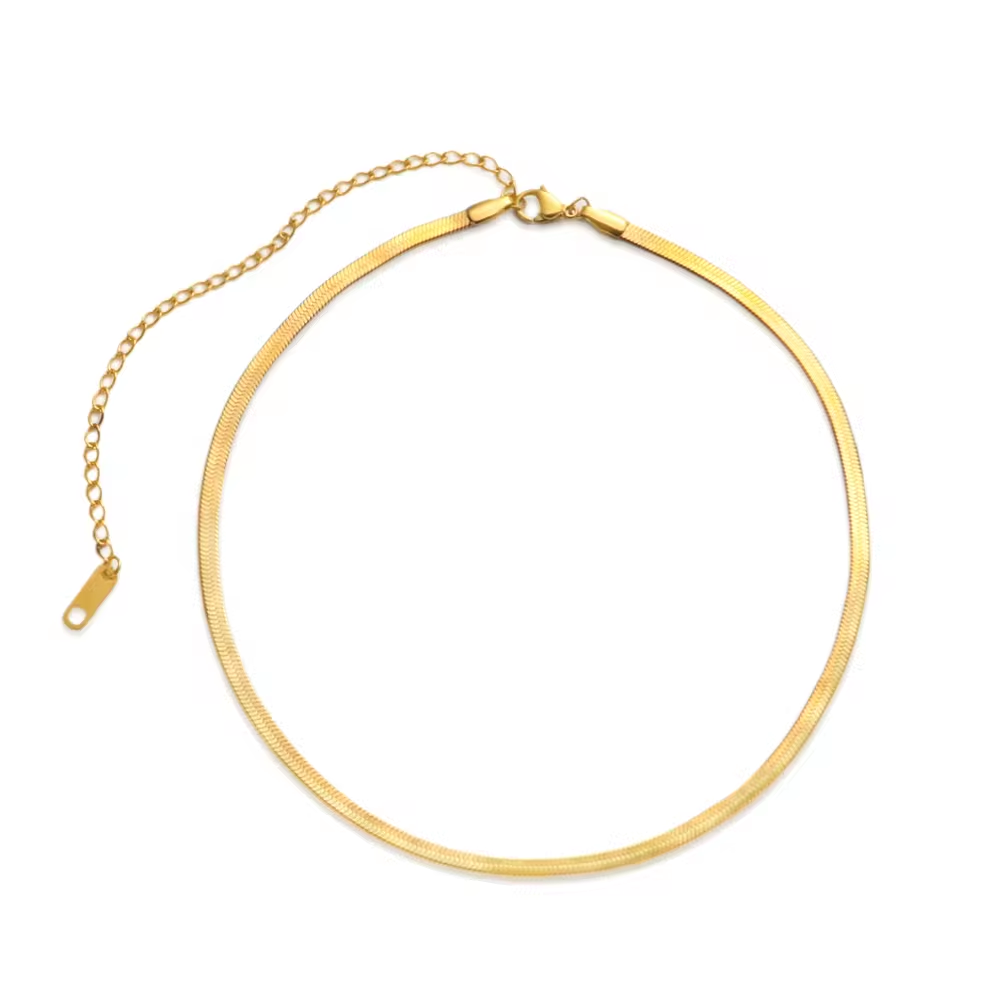 Chris April in stock 316L Stainless steel gold plated plain snake chain necklace for women