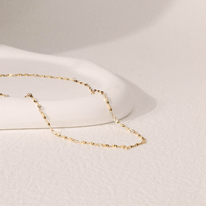 Chris April in stock 316L Stainless steel PVD plated minimalist thin choker wave chain necklace