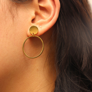 Chris April 316l stainless steel jewelry gold plated wholesale big circle drop earrings