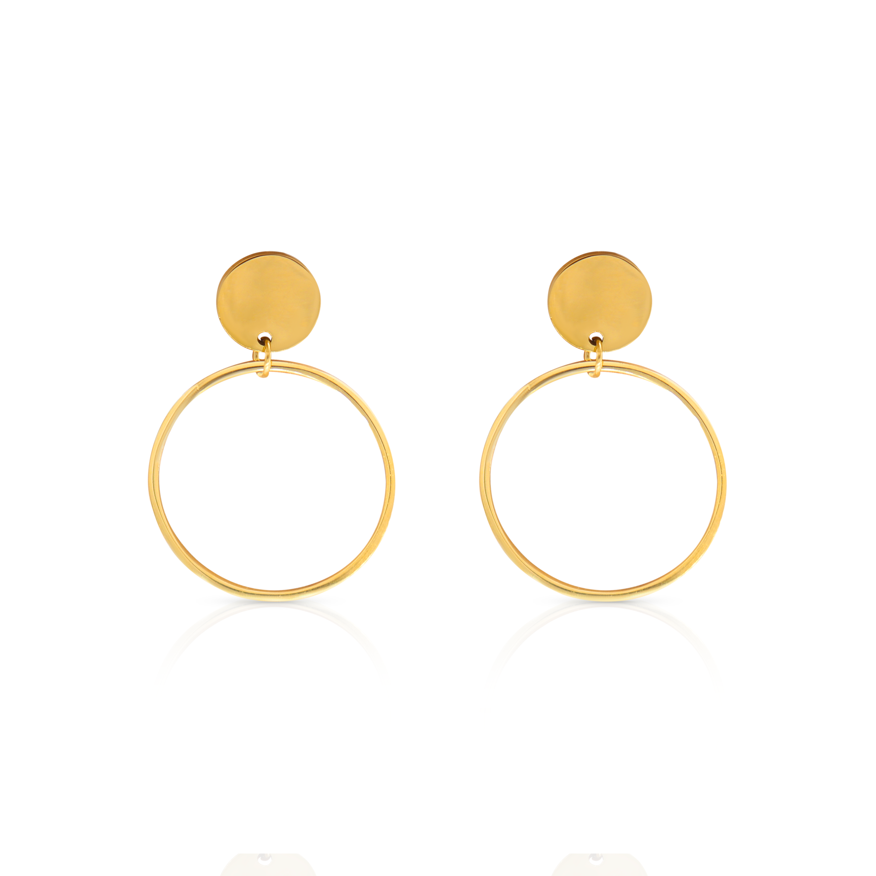 Chris April 316l stainless steel jewelry gold plated wholesale big circle drop earrings