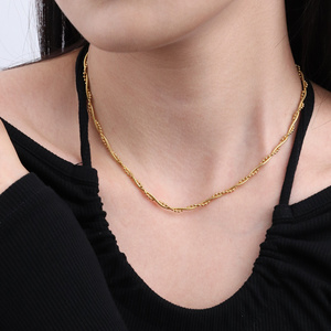 Chris April 316L stainless steel jewelry 18k pvd gold plated bead snake chain necklace