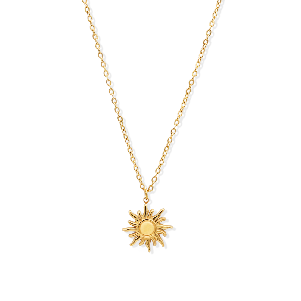 Chris April 316L stainless steel sun gold plated apollo pendant chain necklace