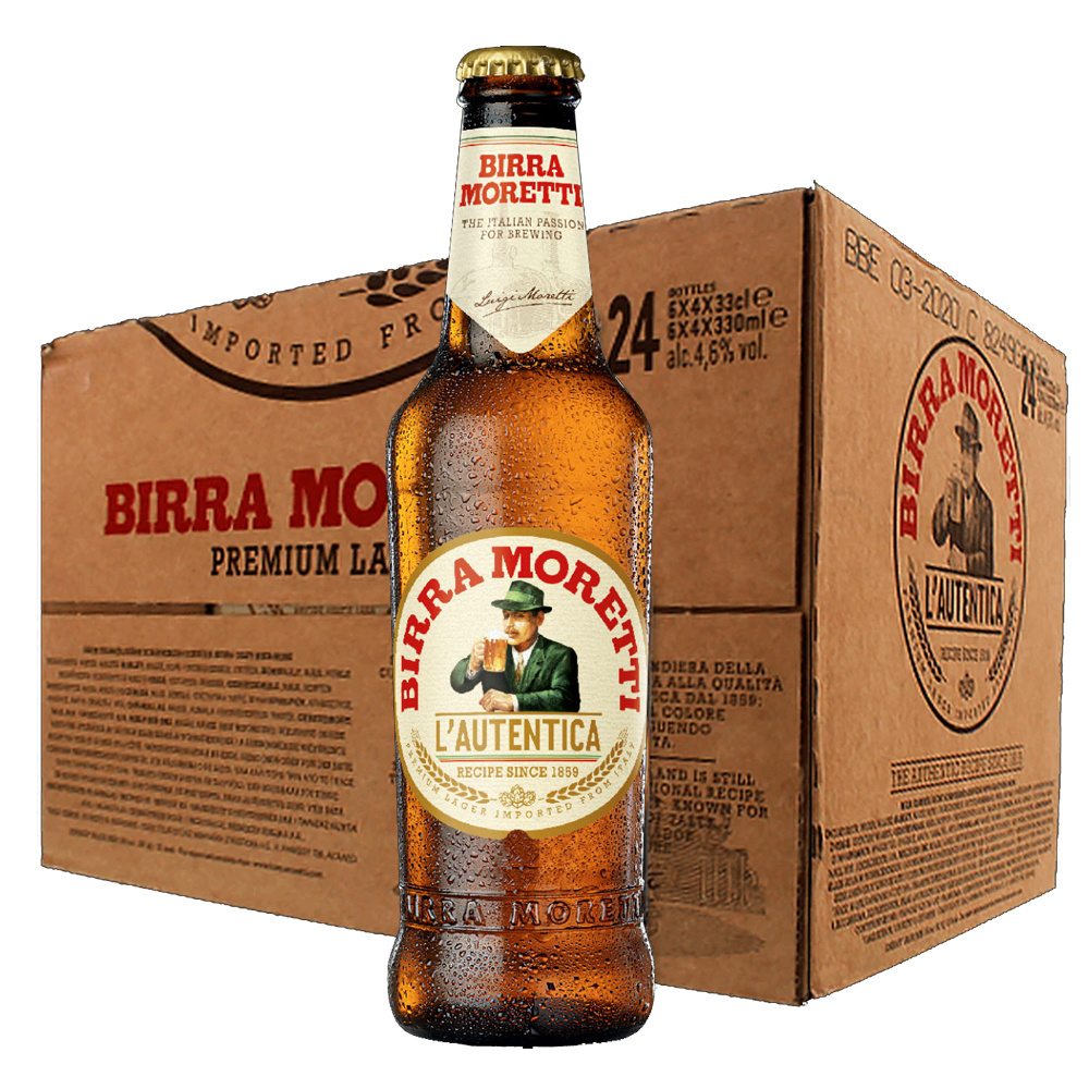 Made In Italy Birra Moretti Beer In Bottle 66 Cl - Premium Italian Lager Beer - 24 x 330 ml - 4.6 % ABV