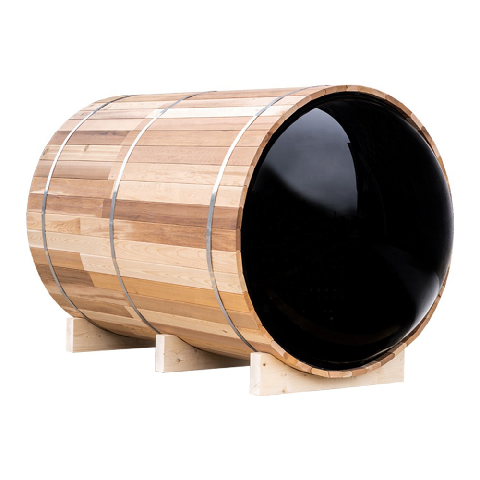 Western red cedar barrel sauna steam sauna outdoor sauna with wooden burning stove