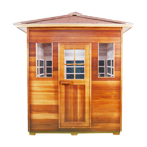 Outdoor Natural Red Cedar Wooden 1-4 Person outdoor Red Cedar far infrared dry Sauna Room