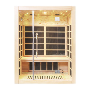 2-Person Saunas Hemlock low EMF far Infrared Sauna with 6 Carbon Heaters Chromotherapy Lighting Oxygen Ionizer