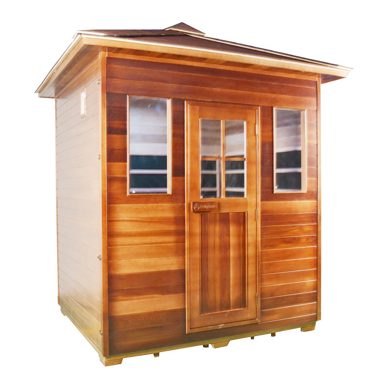 red cedar outdoor infrared heat sauna room for 4 person used