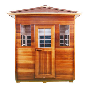 red cedar outdoor infrared heat sauna room for 4 person used