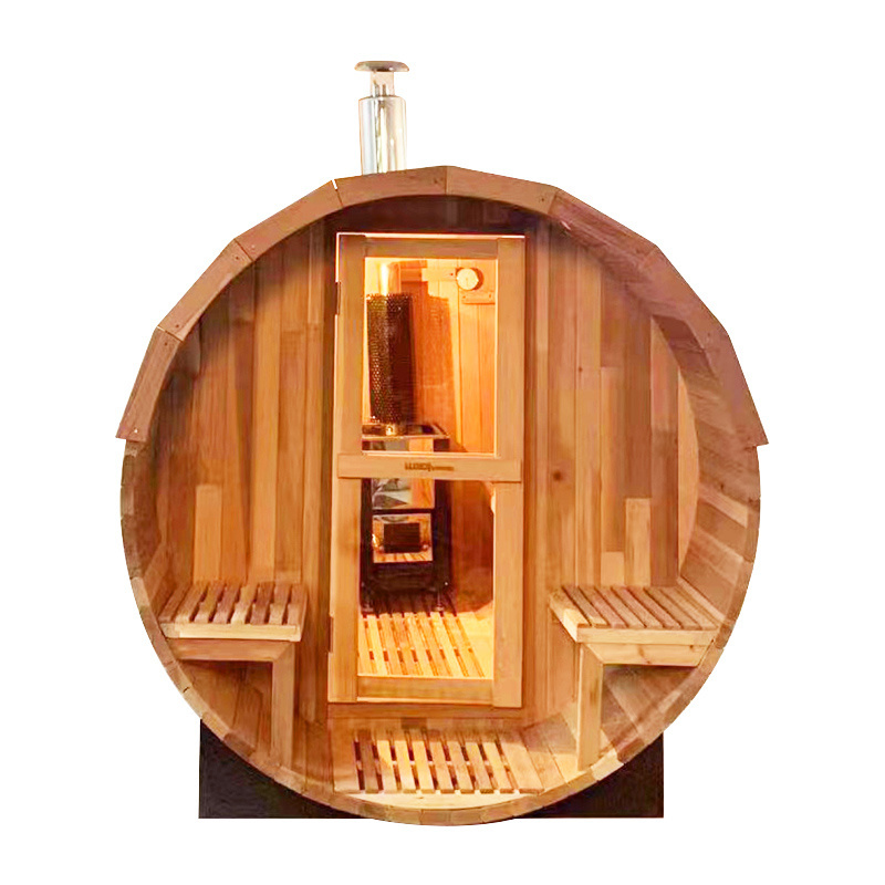 Finland Outdoor Canadian  red cedar barrel sauna spa sauna with wood burning sauna stove Special Price