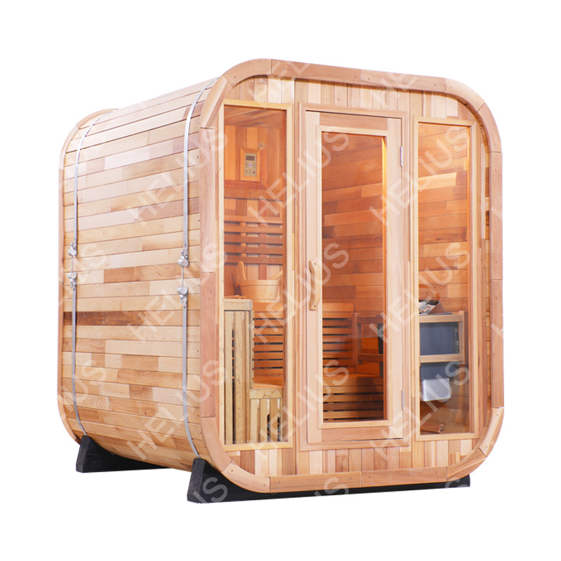 Outdoor cedar sauna room steam cube sauna room with 6KW electric heater