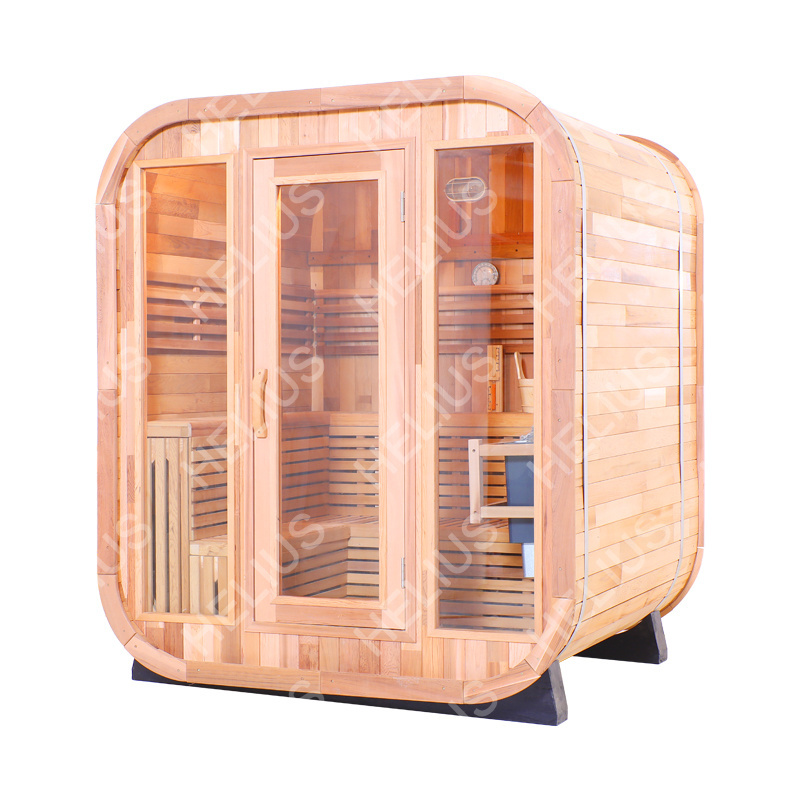 Outdoor cedar sauna room steam cube sauna room with 6KW electric heater