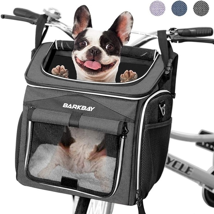 Folding Small Pet Cat Dog Carrier Front Removable Bicycle Handlebar Basket Quick Release Bike Basket Front Handlebar