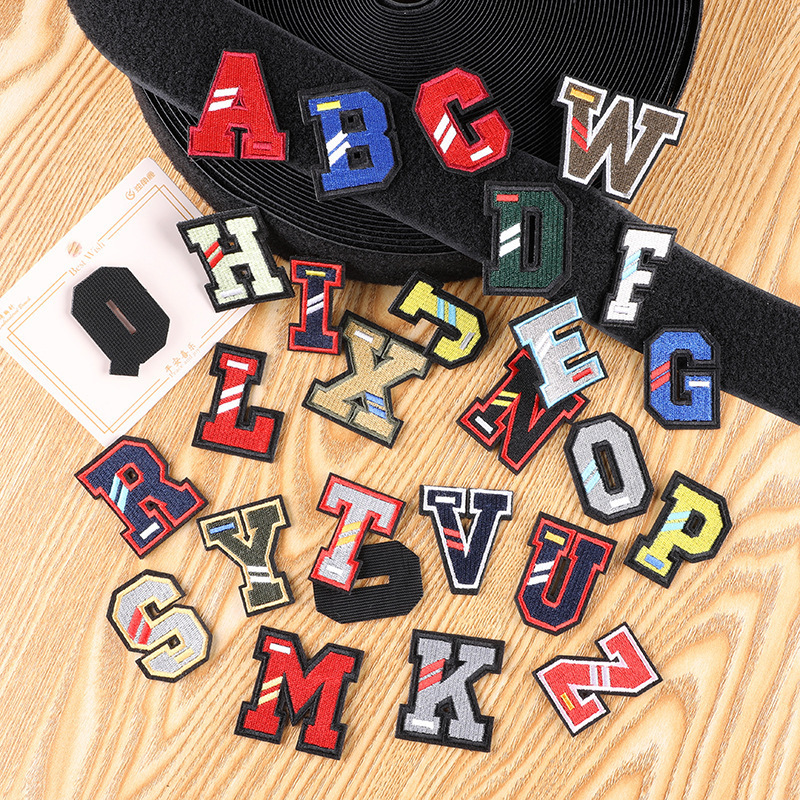 Caadhy DIY New Alphabet Badge Design Hook and Loop Colorful 26 Letter Fabric Embroidery Patches For Jacket