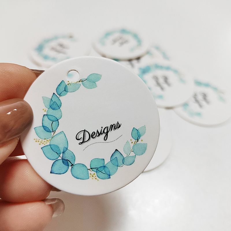 Custom Made Clothing Circular Shape Hang Tag Label For Wedding/party/birthday Heart Price Round Coated Paper Tag