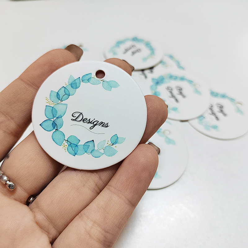 Custom Made Clothing Circular Shape Hang Tag Label For Wedding/party/birthday Heart Price Round Coated Paper Tag