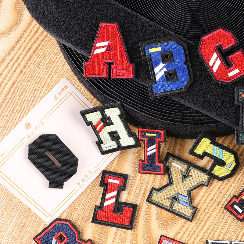 Caadhy DIY New Alphabet Badge Design Hook and Loop Colorful 26 Letter Fabric Embroidery Patches For Jacket