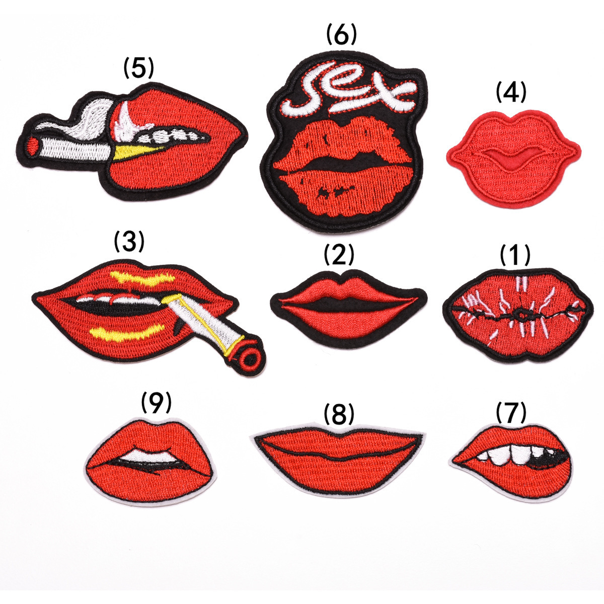 New Style Sexy Red Lip Jacket Patches Customized Your Design Embroidery Patches Iron on Clothing