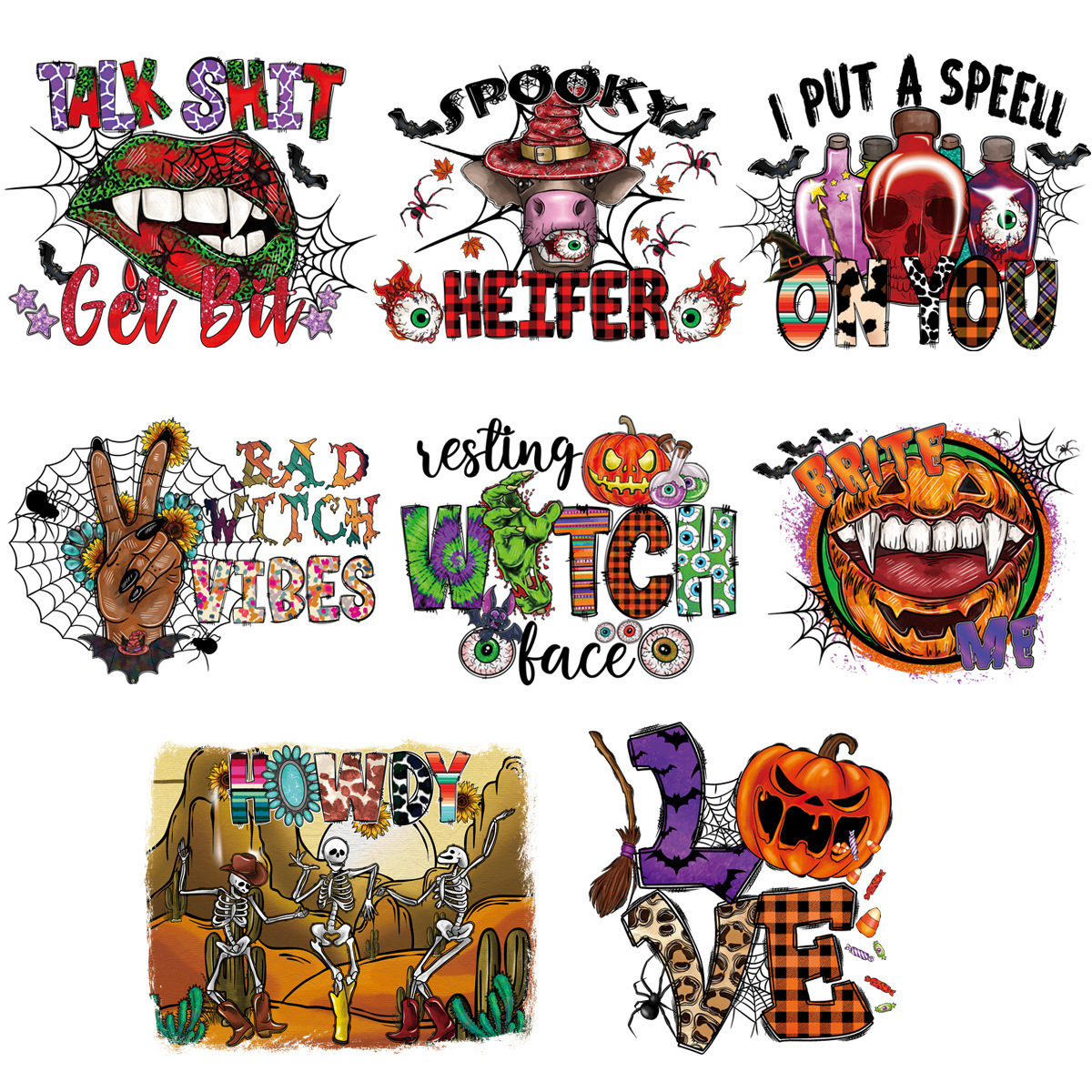 Fall Season New Release Halloween Heat Transfer Printing HOWDY Transfer Sticker Ready to Press on Garment