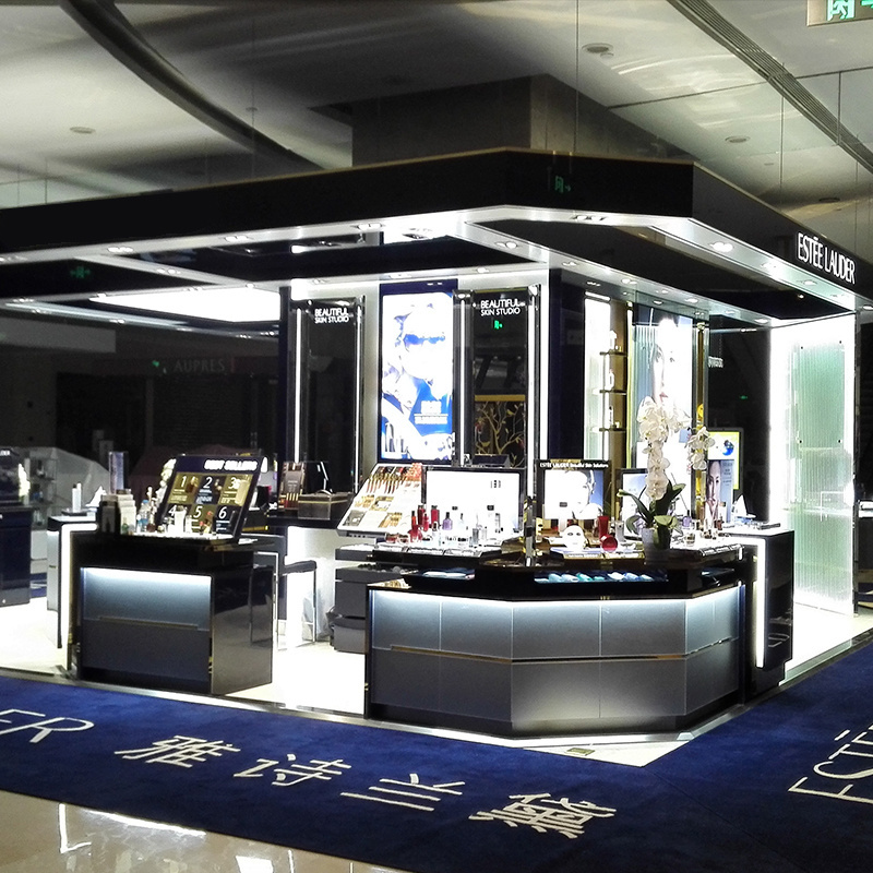 Custom Retail Shop Luxury Wood Show Cosmetic Kiosk Commercial Furniture Showcases Jewelry Display Case Glass Cabinet