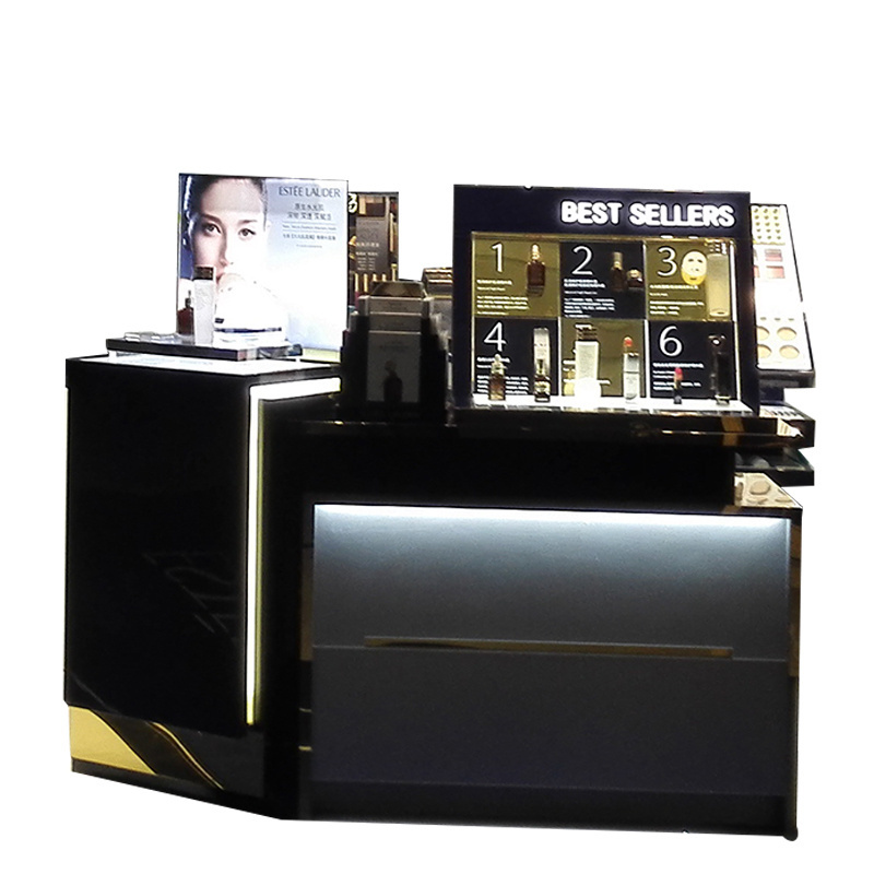 Custom Retail Shop Luxury Wood Show Cosmetic Kiosk Commercial Furniture Showcases Jewelry Display Case Glass Cabinet