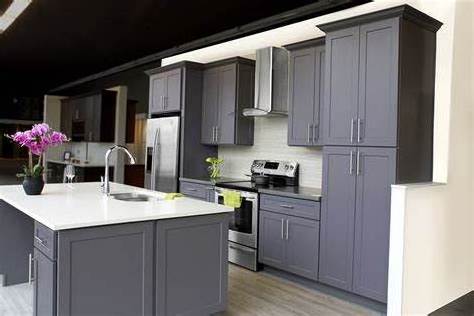 High End American Canada White Dark Grey Shaker Solid Wood Modular Kitchen Cabinets