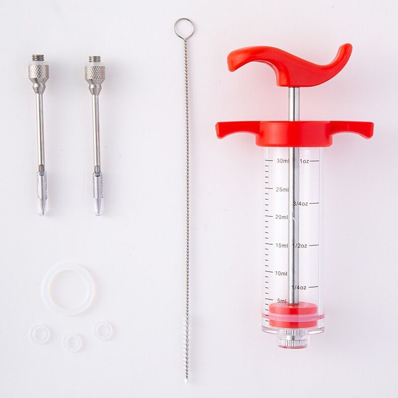 Meat Injector, Plastic Marinade Turkey Injector Syringe with Screw-on Meat Needle for Smoker BBQ Grill