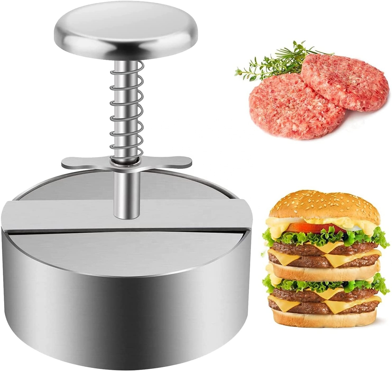 Stainless Steel Burger Press,Adjustable Hamburger Patty Maker for Beef, Vegetables, Burgers