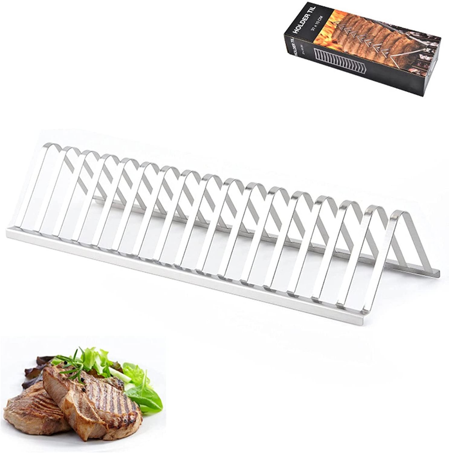 430 Stainless steel Rib Rack holder ,Barbecue Rack Grill Holder with 16 Slots