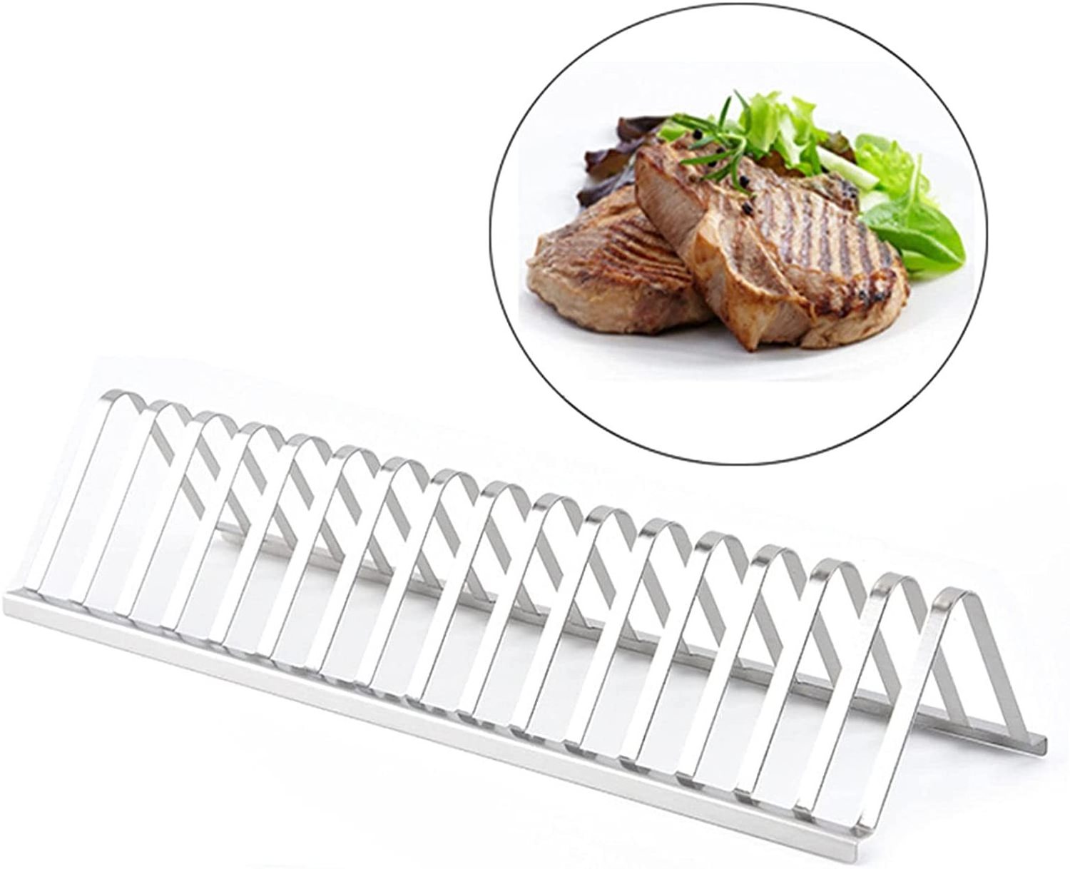 430 Stainless steel Rib Rack holder ,Barbecue Rack Grill Holder with 16 Slots