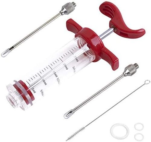 Meat Injector, Plastic Marinade Turkey Injector Syringe with Screw-on Meat Needle for Smoker BBQ Grill