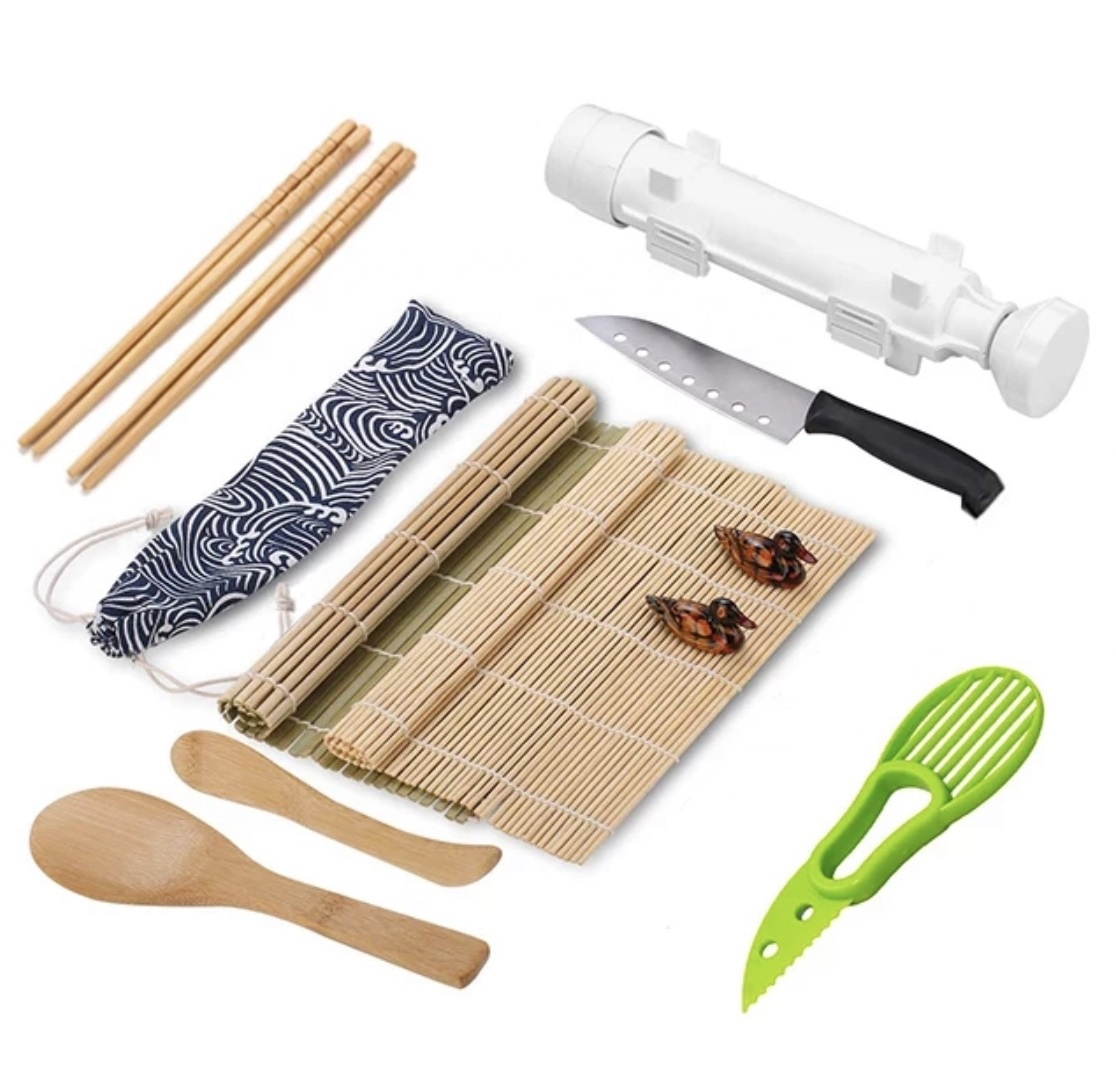 Sushi Making Kit , All In One Sushi Bazooka Maker with Bamboo Mats, Chopsticks, Avocado Slicer