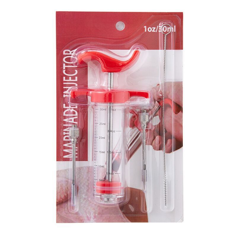 Meat Injector, Plastic Marinade Turkey Injector Syringe with Screw-on Meat Needle for Smoker BBQ Grill