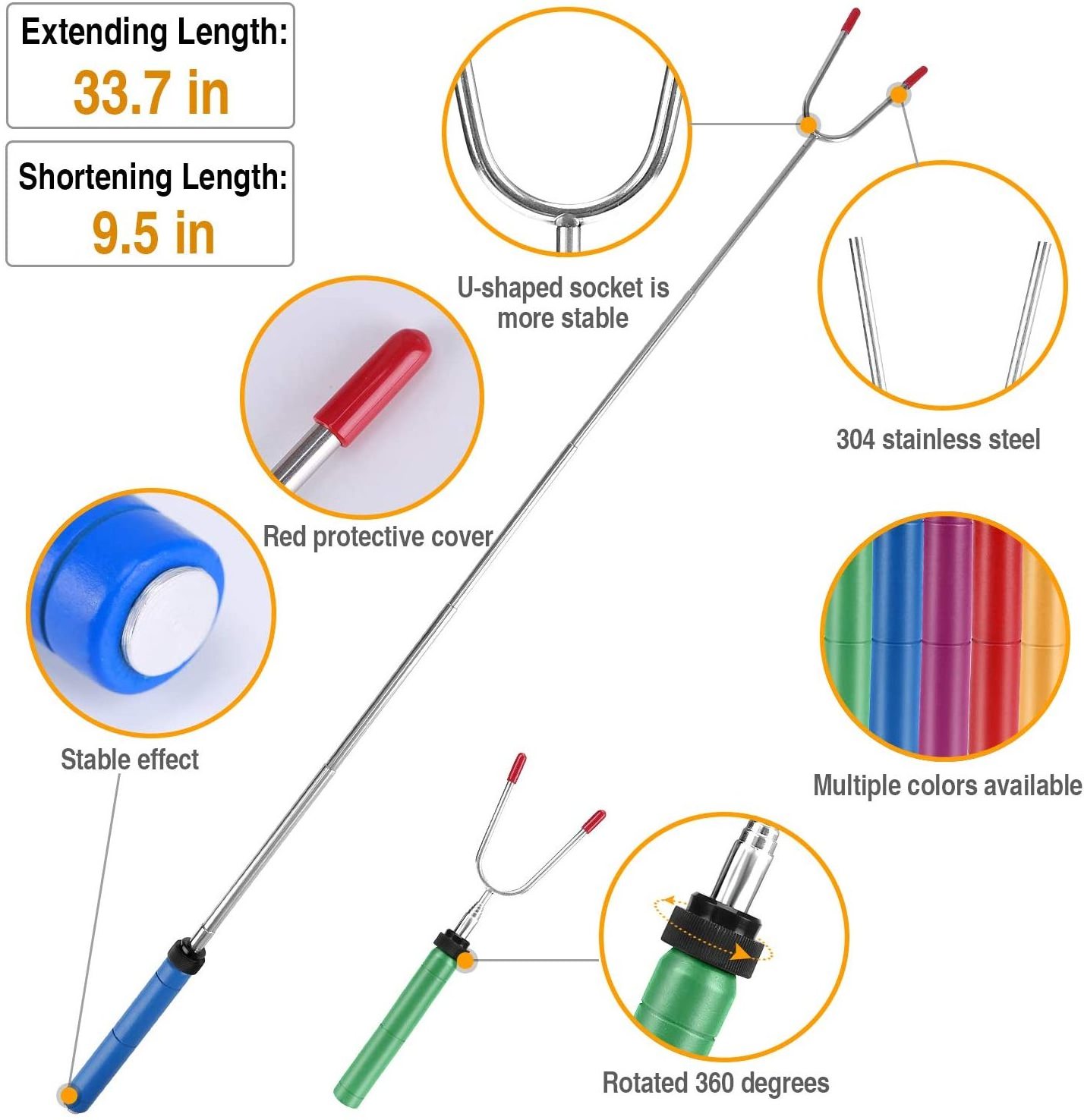 Roasting sticks ,Marshmallow Roasting Sticks/Set of 5 Telescoping Forks