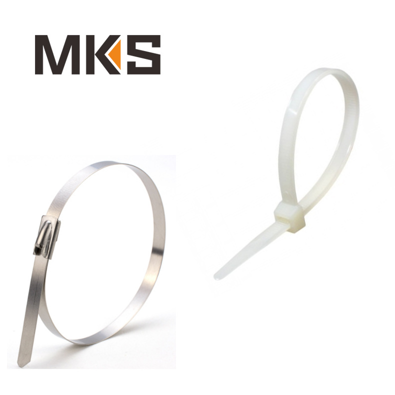 High Tensile Strength Self-locking 201 304 316 white  Metal Ball lock Stainless Steel Wire cable Zip Tie Strap Bundling