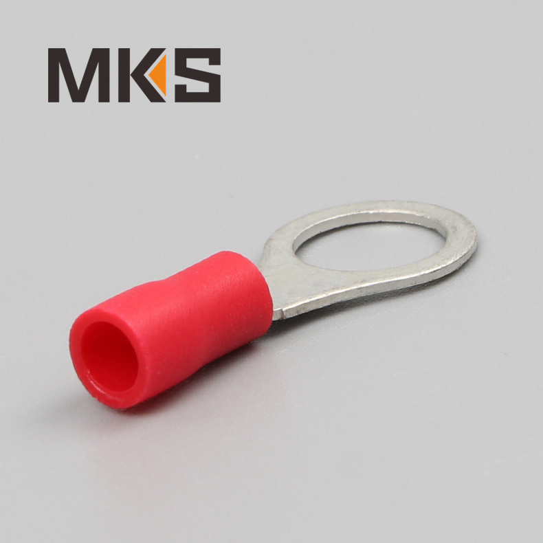 A-RV 1.25-3.5M (Red) Vinyl-Insulated Ring Terminals Ring Para Crimp Cable Lug Terminals Insulated Female Copper Brass Cord End