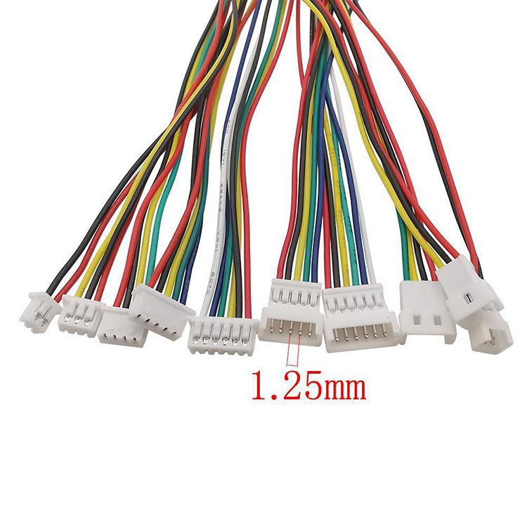 Custom JST GHR-06V-S 1.25mm pitch GH1.25-6P connector 28 AWG UL1571 male and female wire harness