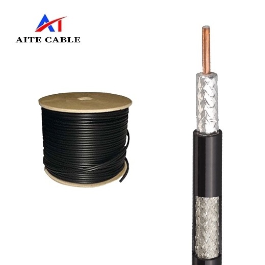 Coaxial cable RG6 Quad shield 1.02mm CCS  FPE Bonded 2X(Al foil  40-60% Al  Braid)  PVC Jacket  White/Black CPR Eca