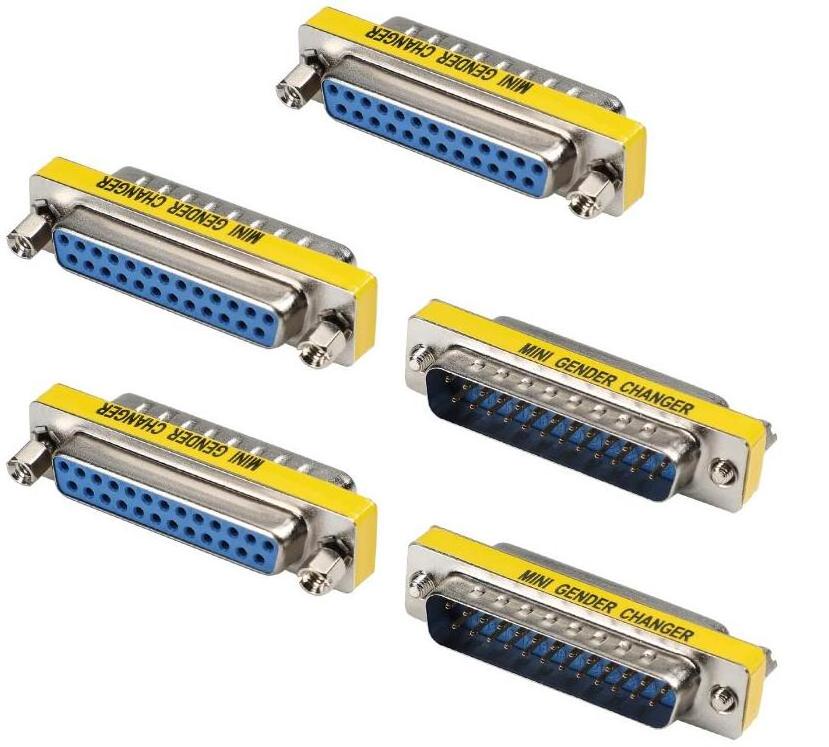 DB25 Male to Female Mini Gender Changer Coupler Adapter Connector for Serial Applications Blue