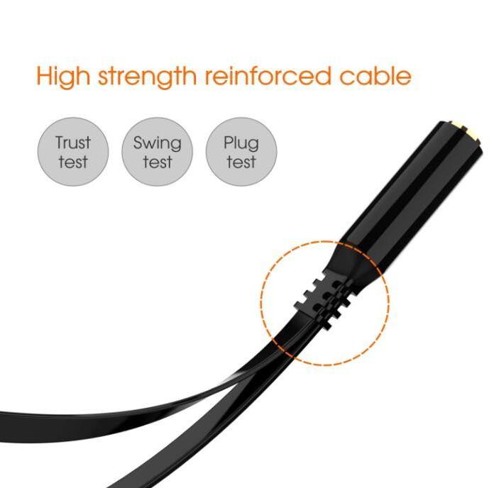 CABLETOLINK 25cm black color Headset 3.5mm Female to 2 Dual Male Microphone Audio Stereo Jack Earphones Port to Gaming Speaker P