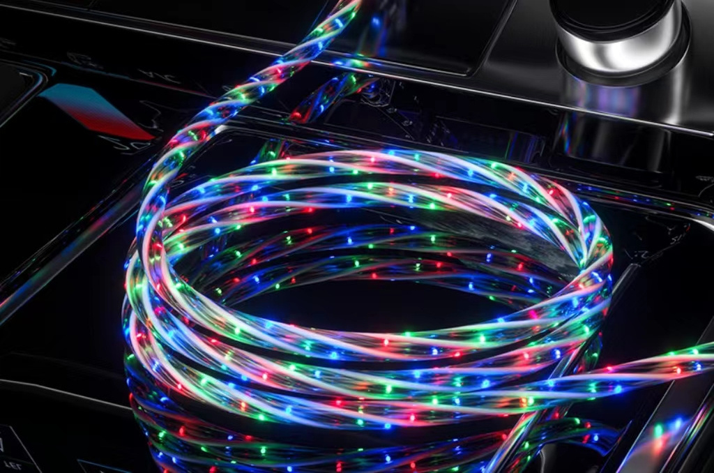 3Ft 66W Led Light Up Glowing USB C to USB C Cable,Aluminum Shell Fast Charging Wire LED RGB Light