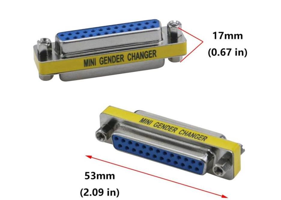 CABLETOLINK DB25 25 Pin Serial Port Female to Female Mini Gender Changer Coupler Adapter